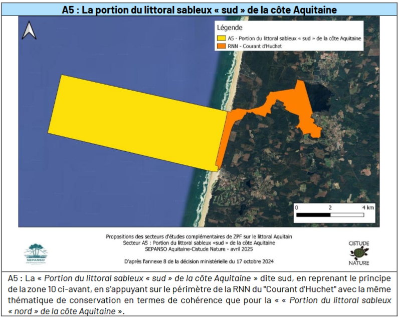 A5 : Portion du littoral sableux "sud" de la côte Aquitaine