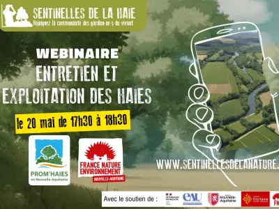 visuel du webinaire, avec le logo de Prom'Haies en Nouvelle-Aquitaine 